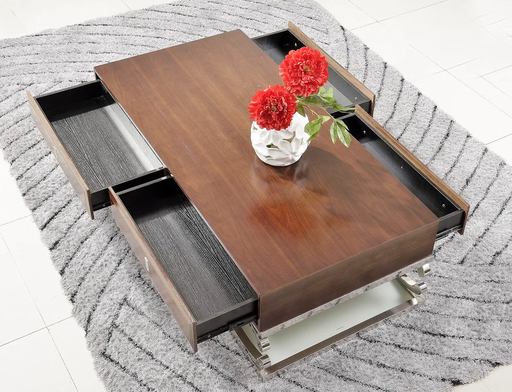 C359 modernes design holz couchtisch mit edelstahl bein ...