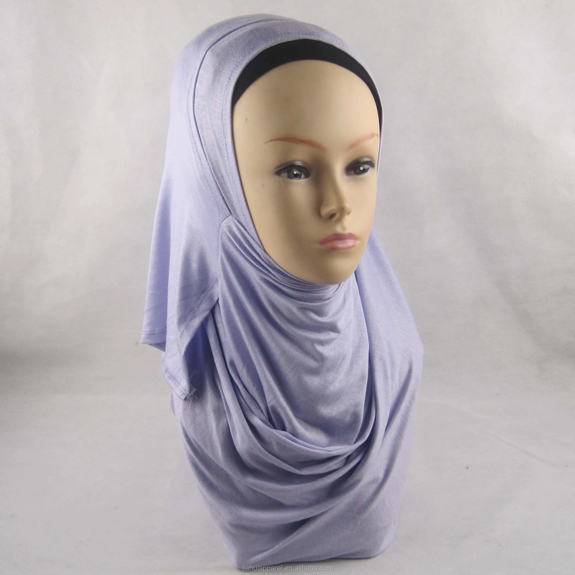 Factory Sale Easy Wear Plain Women Scarf Shawls Solid Color Muslim Double Loop Instant Jersey