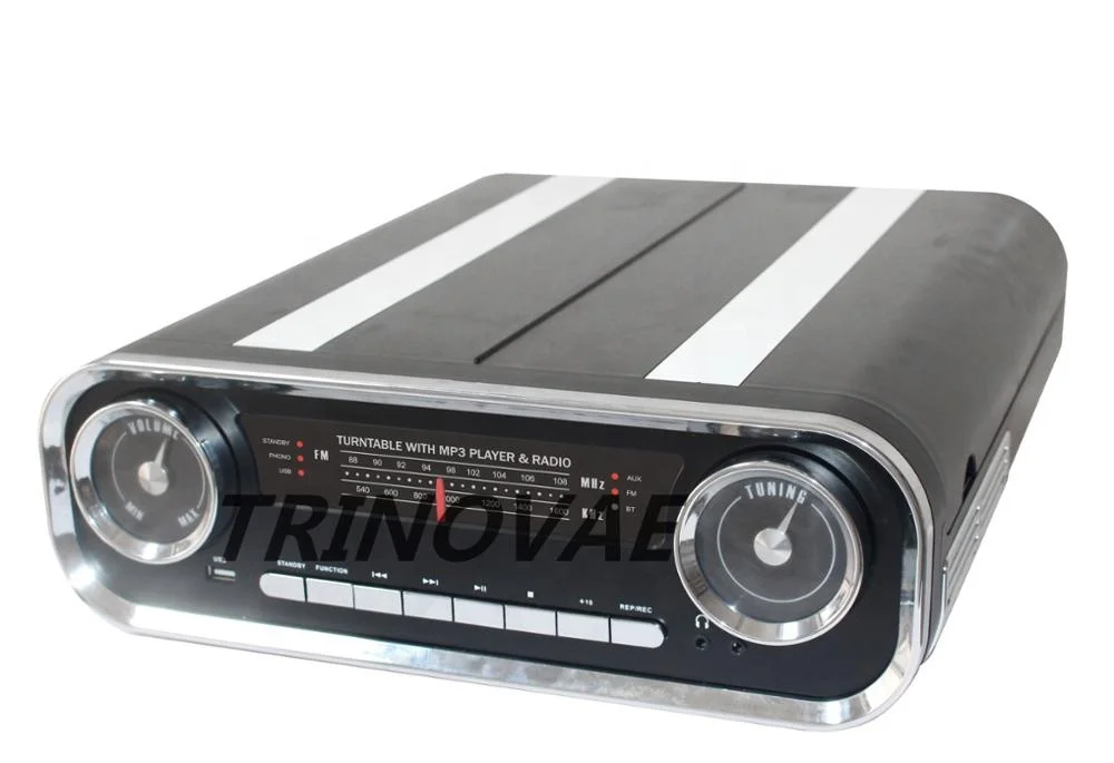 Trinovae 3 Speed Retro Vinyl Record Player Turntable with  Stereo Built-In Speakers, USB, SD, radio