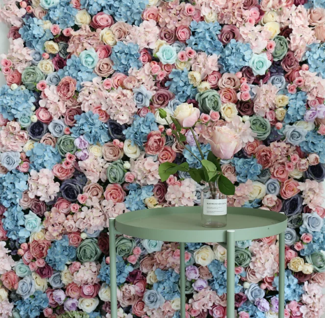 Elegant Silk Decorative Flower Backdrop Wedding Luxury Fake Flower Wall