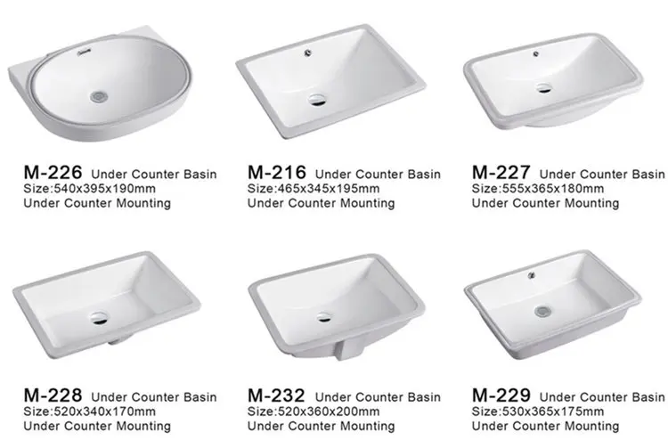 New model under counter wash basin rectangular bathroom sink