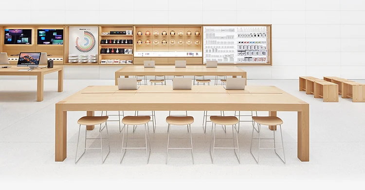 Guangzhou Apple Store Wood Display Table With 4 Legs ...