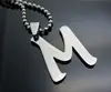 Women Mens Silver Color Initial Letter M Necklace Chic Alphabets Name Jewelry A-Z