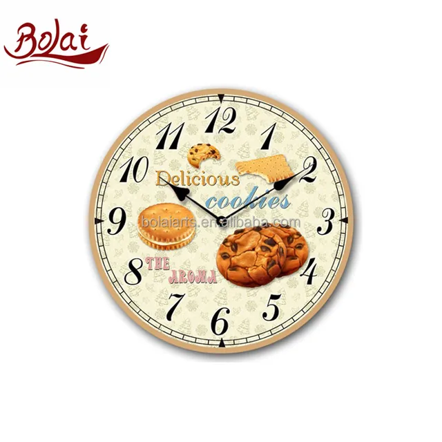 Delicious cookies and biscuits fresh color mdf wood craft shapes clock