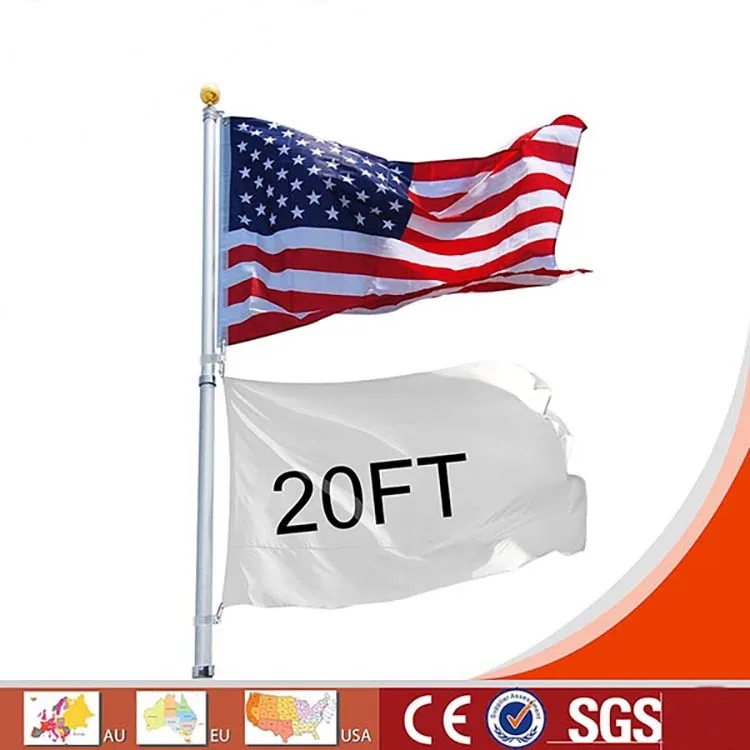 20ft Aluminum Flag Pole For National Flag Liberty Telescoping Flag Pole Adjustable Telescopic