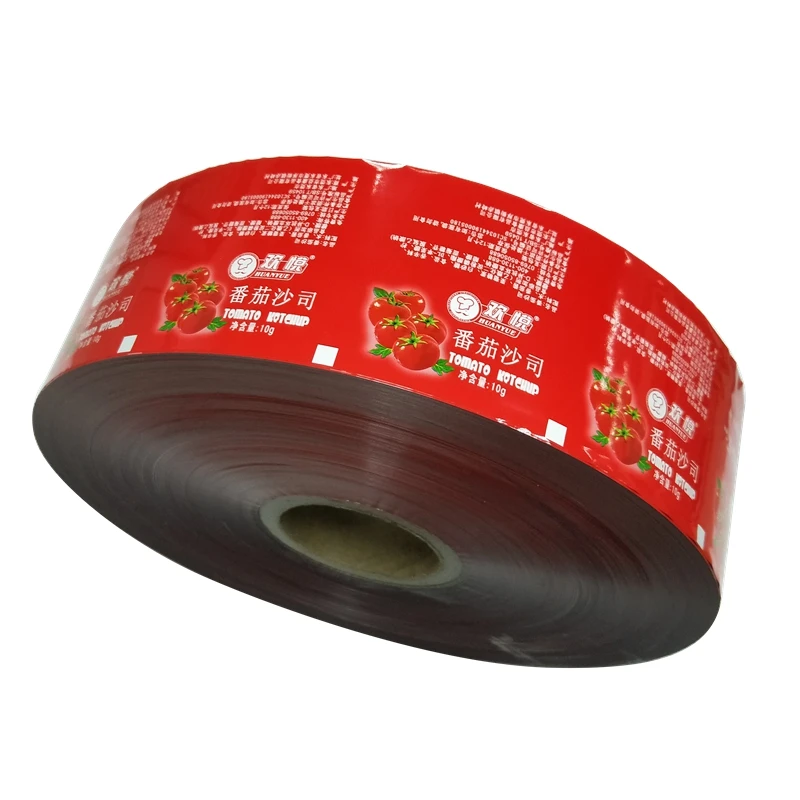 
High precision top grade moderate price aseptic food packaging plastic roll film sachet film roll for tomato paste 