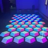 DMX 512 interactive illuminated dance floor nightclub disco Dj bar 3d effect glass hexagon tile hexagon led panel light