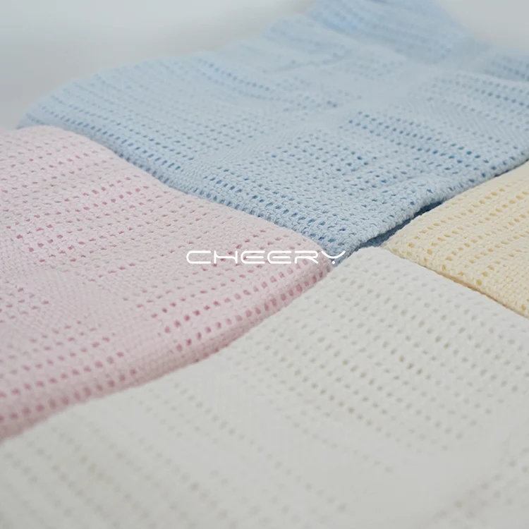 Cotton Cellular Baby Blanket Pram Cot Bed Moses Basket Crib Blanket