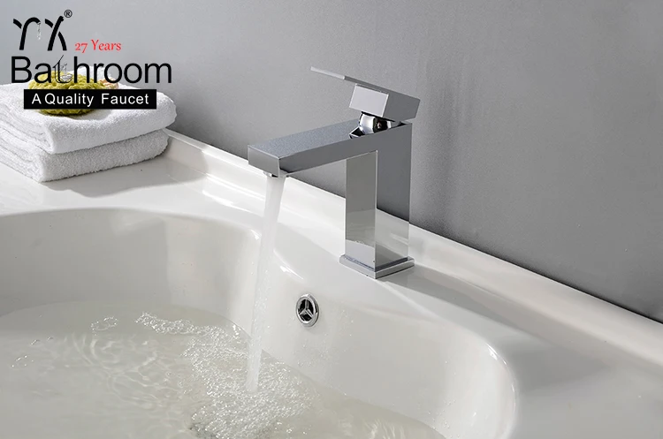 Basin sink faucet with filter cartridge Square column copper chrome single hole single handle Lifting basin faucet