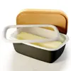 2019 Best Selling enamel butter dish /Covered Enamel Keeper with Beech Wood Top & Plastic Lid for Airtight Storage of Cheese