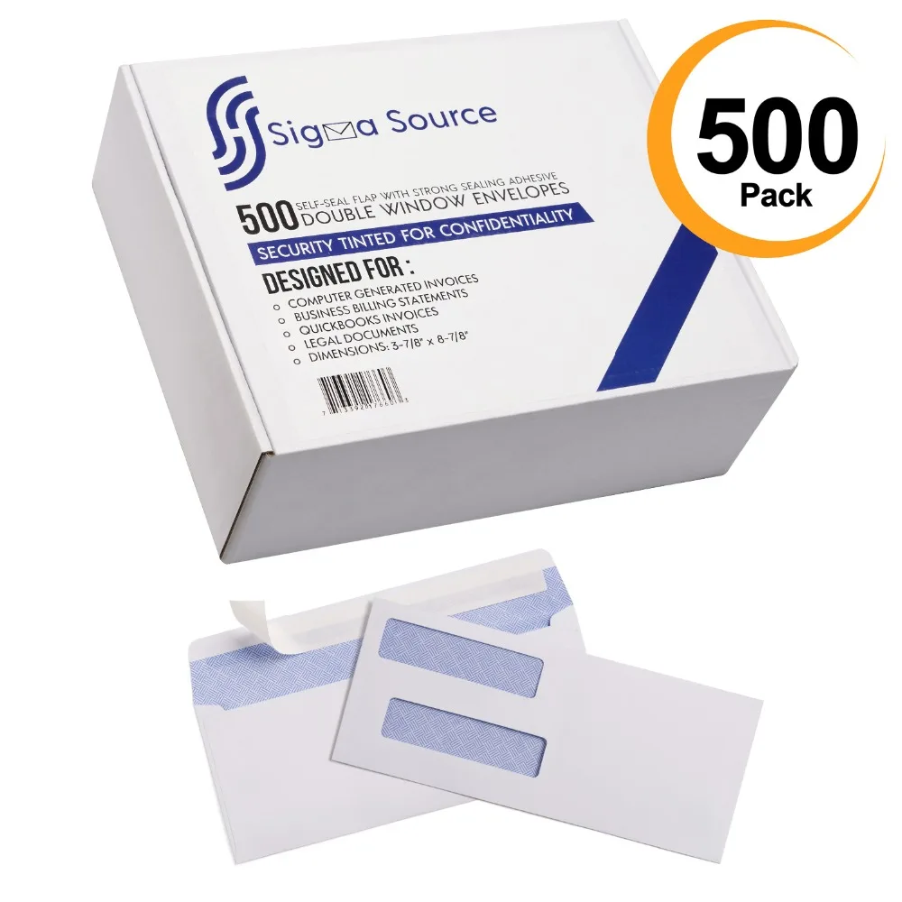 500 9 Self Seal Double Window Quickbooks Invoices Envelopes Security