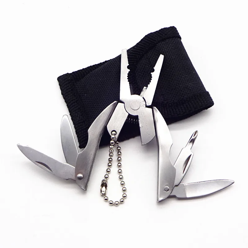 Promotion Stocked Mini EDC Chrome Vanadium Stainless Steel Pocket Knife Multi-Tool Plier Key Ring for Industrial Cutting