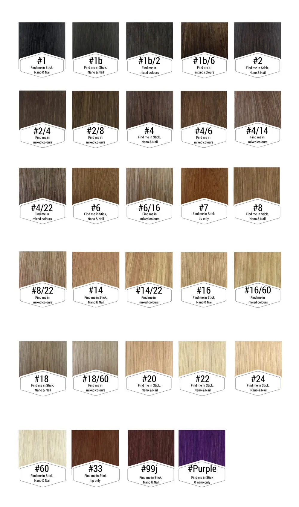 Hair Extension Color Chart
