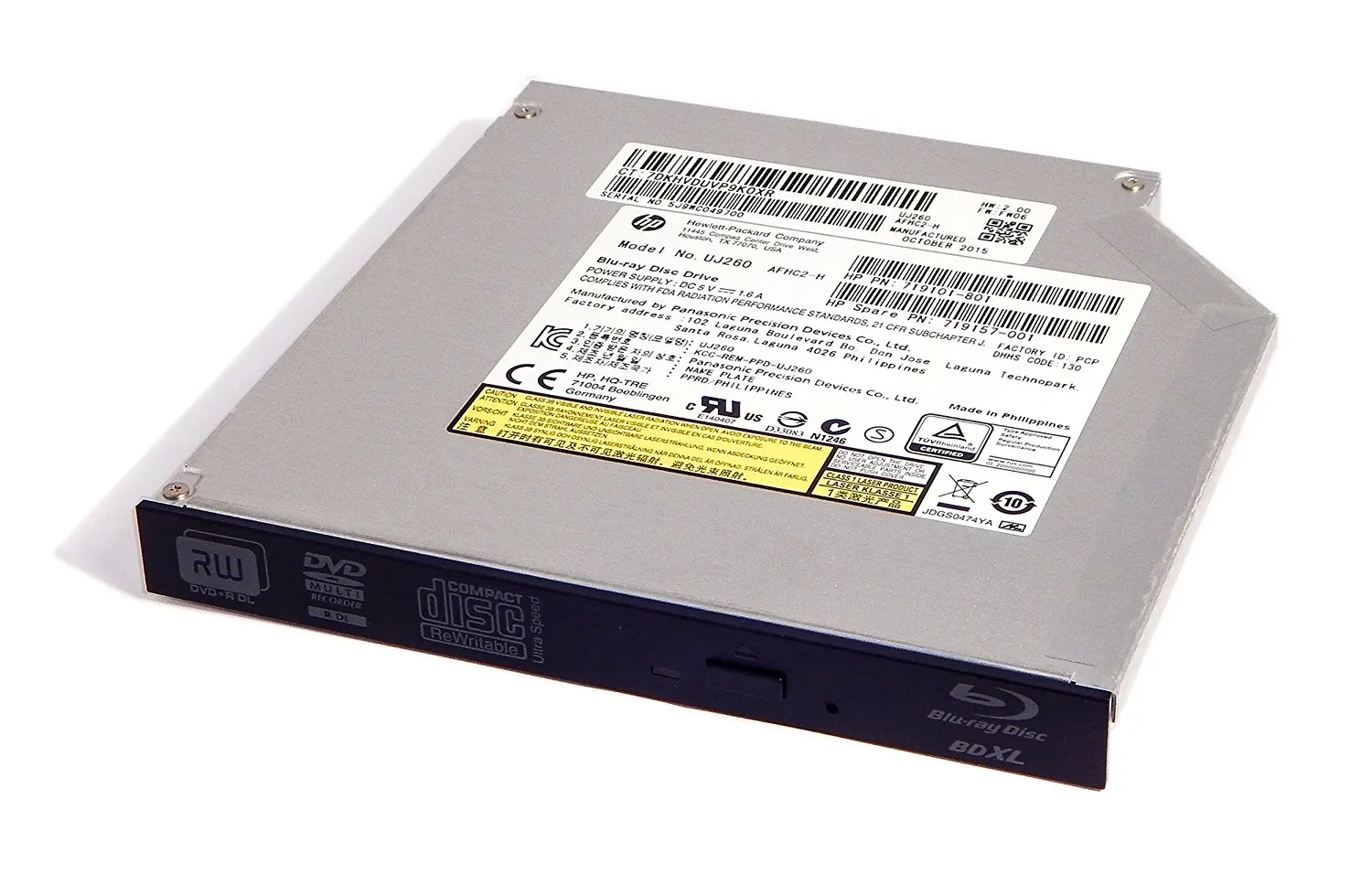Genuine Dell H-L Data Storage Hitachi-LG Blu-Ray 6x BD-ROM 8x DVD-RW CD-RW Combo Burner Rewriter Slim SATA Laptop//Notebook Optical Drive 12.7mm Reads: Blu-ray BD-R Blu-ray BD-R DL CD-ROM CD-R Blu-ray BD-ROM Blu-ray BD-RE Dual Layer Blu-ray BD-RE CD-