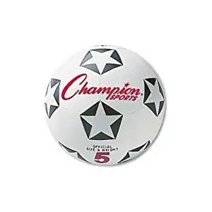 Champion Sports Rubber Sports Ball, For Soccer, No. 4, White/Black