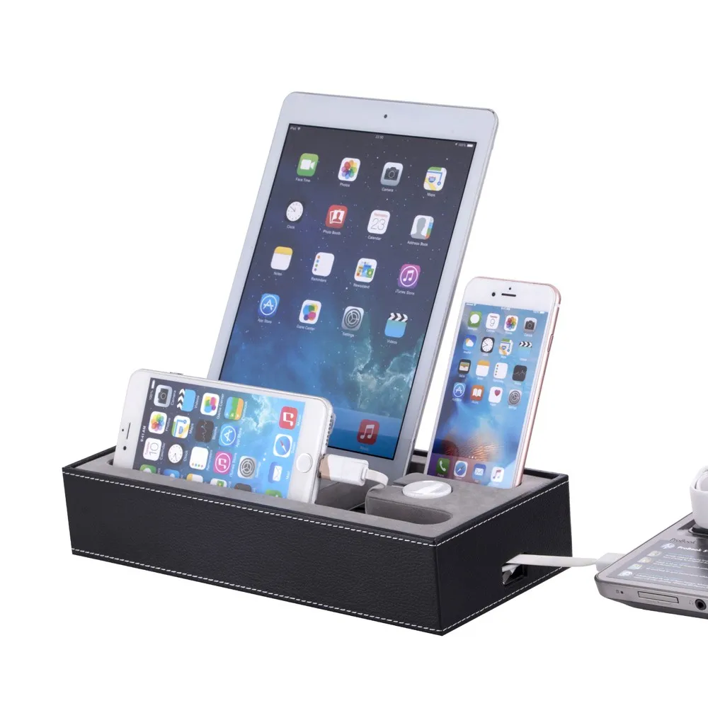 Black Pu Leather Desk Organizer Phone Stand For Iphone Tablet Smartphone Buy Desk Organizer