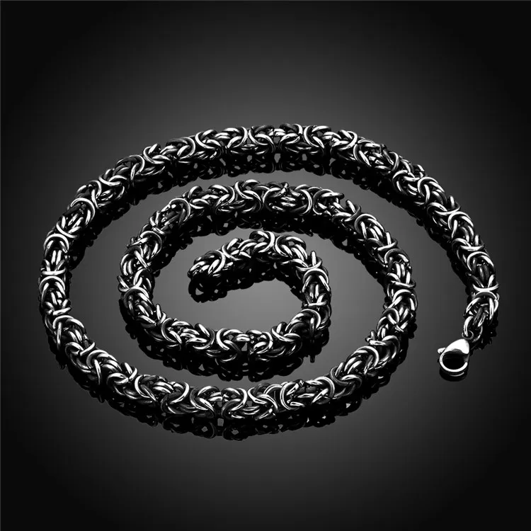 最新316 不锈钢男士枪黑色电镀链项链