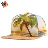 5 panel print palm tree sunset beach summer flat brim hawaiian snapback cap