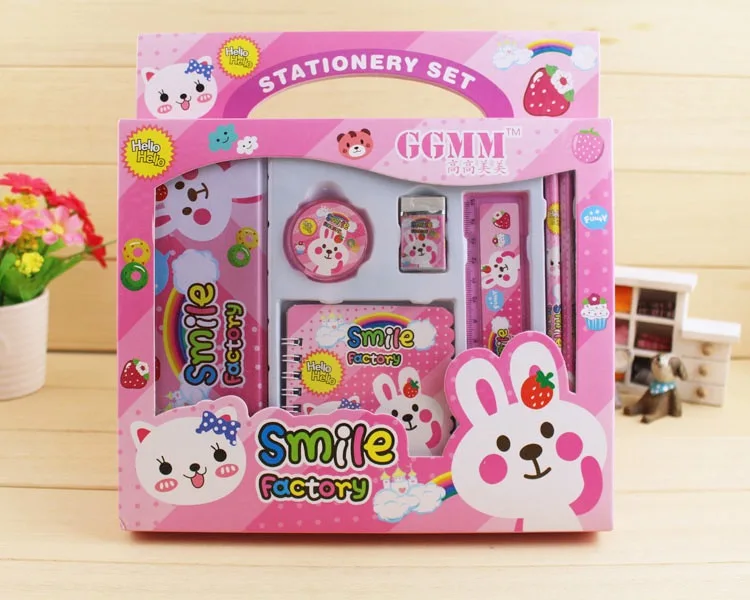 Low price creative kids cute gift stationery set with pencil case for student