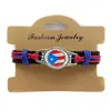 Leather Braided bracelet with dripping oil Puerto Rico flag