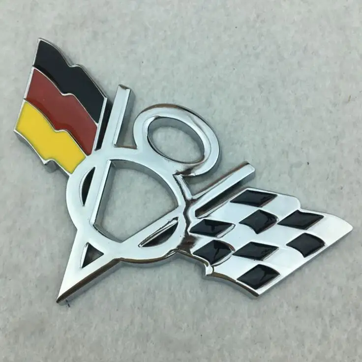 V-8 Silver Chrome Logo Car Emblem Badge Sticker Decal Brand new