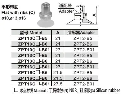 High Quality SMC type Vertical Vacuum Entry Without Buffer Vacuum Pad ZPT10CN-B5/B6/B01 or ZPT10CS-B5/B6/B01