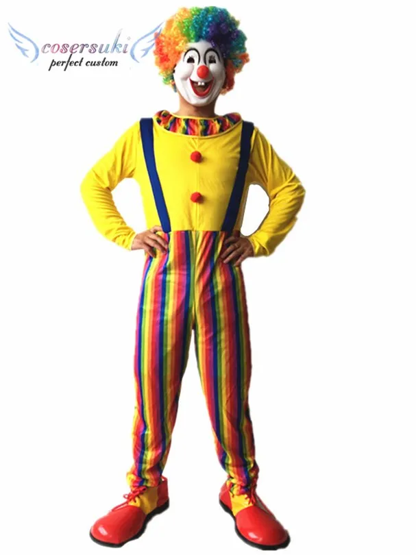Circus Clown Costume Comedy Mens Clown Outfit Halloween Masquerade Fancy Dress 