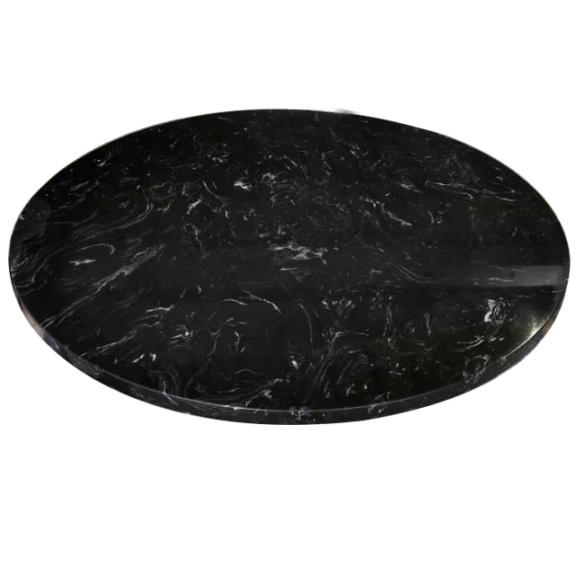 Family Italian Style desk top black in white vein Marble Dining Table Top