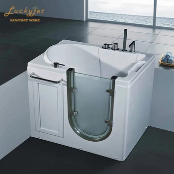 Freestanding Installation Small Acrylic Glass Door Walk In Bathtub