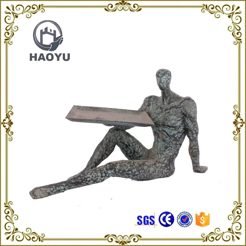 Art And Handicrafts Cast Iron Decorative Man With Tray Business