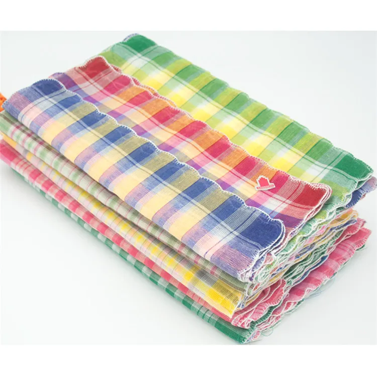 
Hot Selling Plaid Square Handkerchief Women Elegant 100% Cotton Handkerchief 