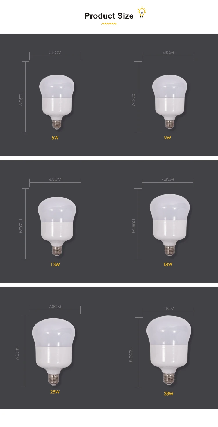 High lumen T shape led bulb light E27 High watt bulb light