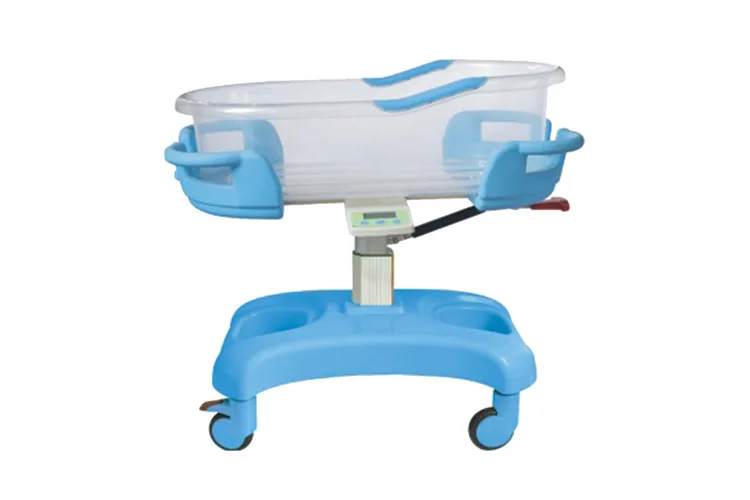 Mobile stainless steel beds for infants in hospital ABS medical kids trolley