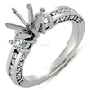 14K White Gold Round Cubic Zircon Semi Mount Engagement Ring