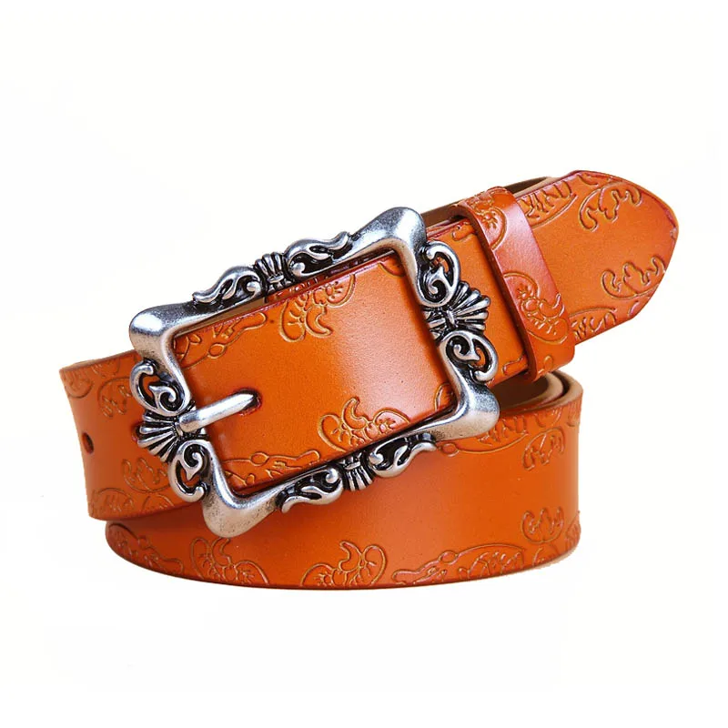 Western Cowboy Floral Leather Embossed Dress Belts For Women Buy
