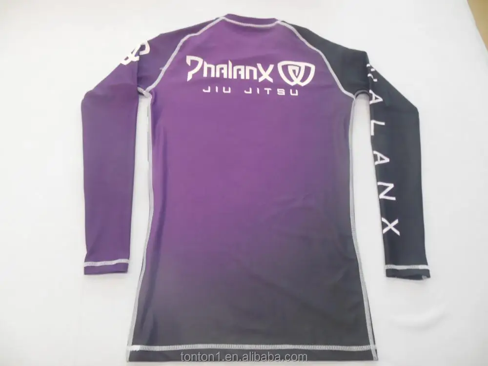 Custom printed colored long sleeve rash guards cheap bjj rash guard