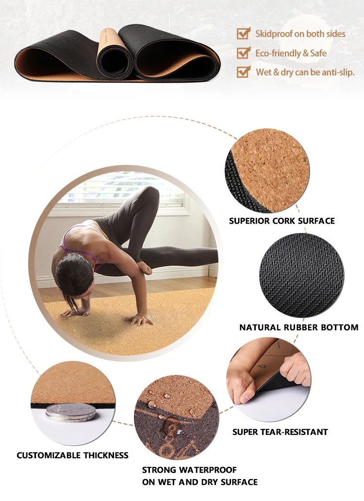 Umicca Chakra Eco Foldable Cork Natural Rubber Yoga Travel Mat Eco