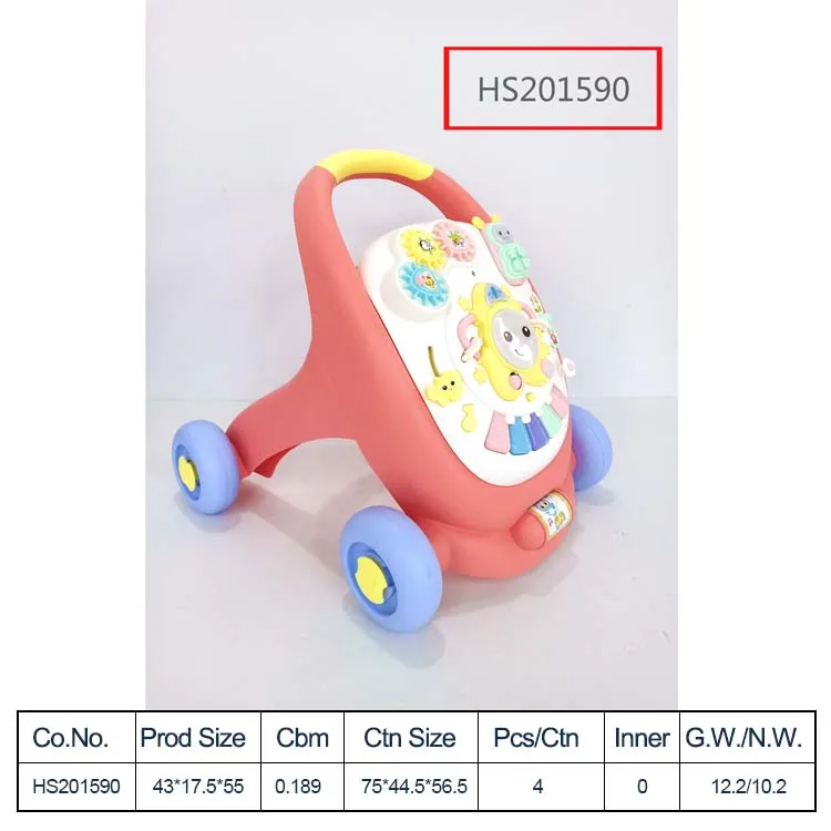 HS201590, Huwsin Toys,  baby walker with music, Handcart baby learning toy