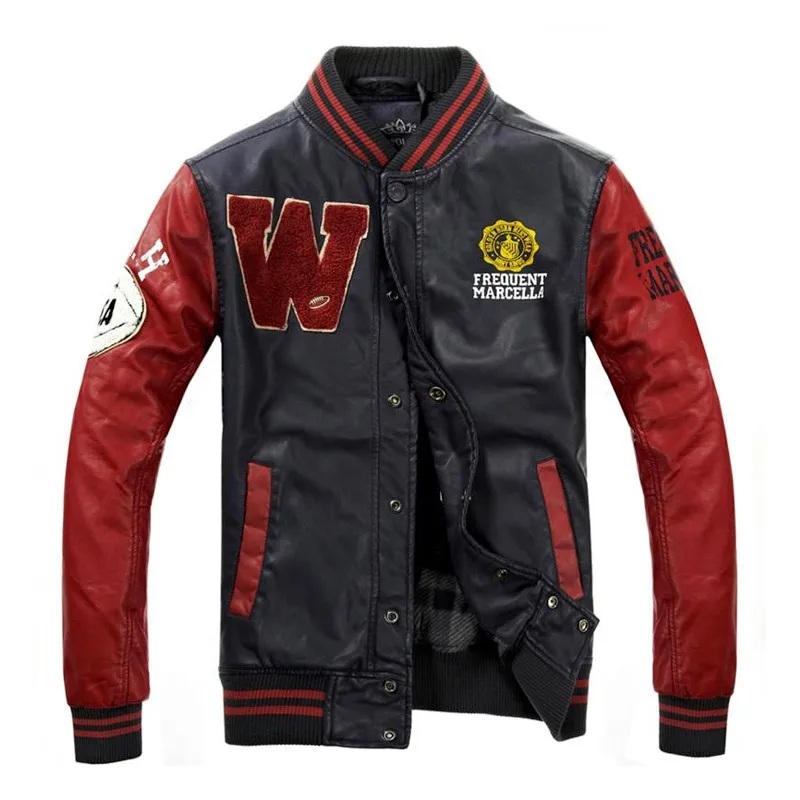 Varsity Jacket With Leather Sleeve Sports Baseball Jacket Men Letterman