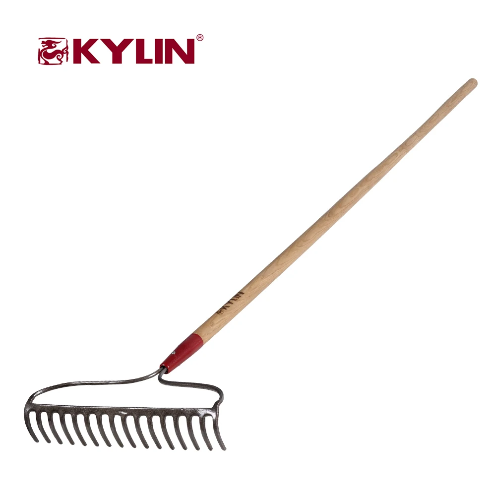 Farming Cleaning Garden Tool 14t 16t Steel Bow Rake With Custom Handle