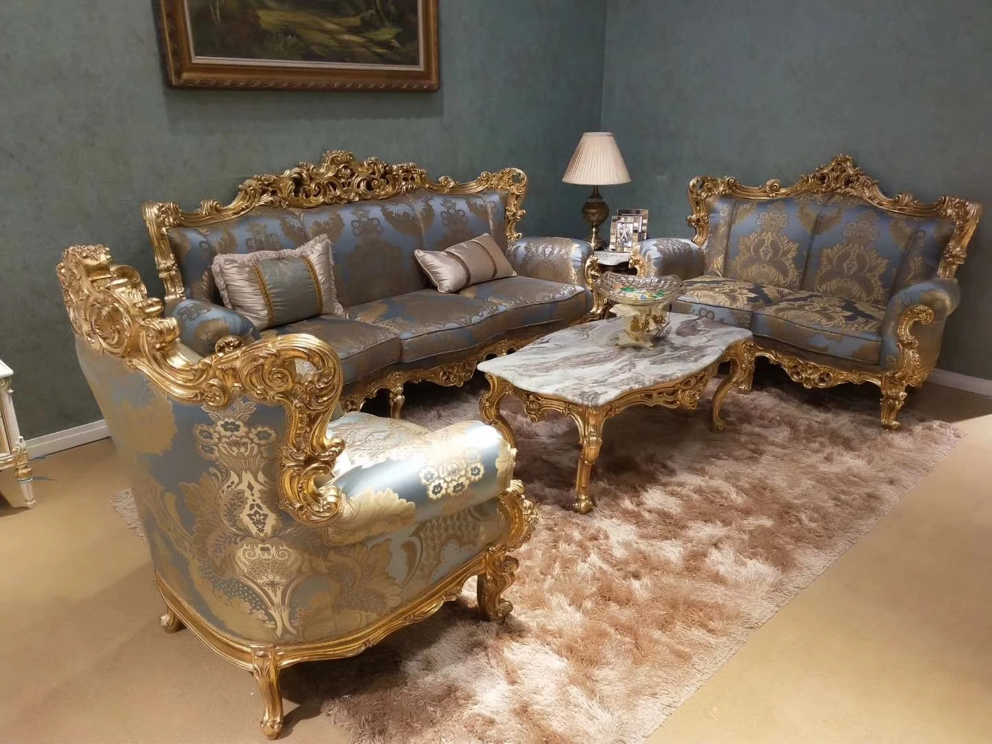 European Italian style wooden  carved-flower royal sofa