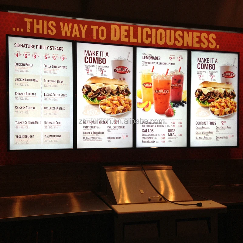 Acrylic Material Fast Food Restaurant Menu Display board Advertising Led Light Box