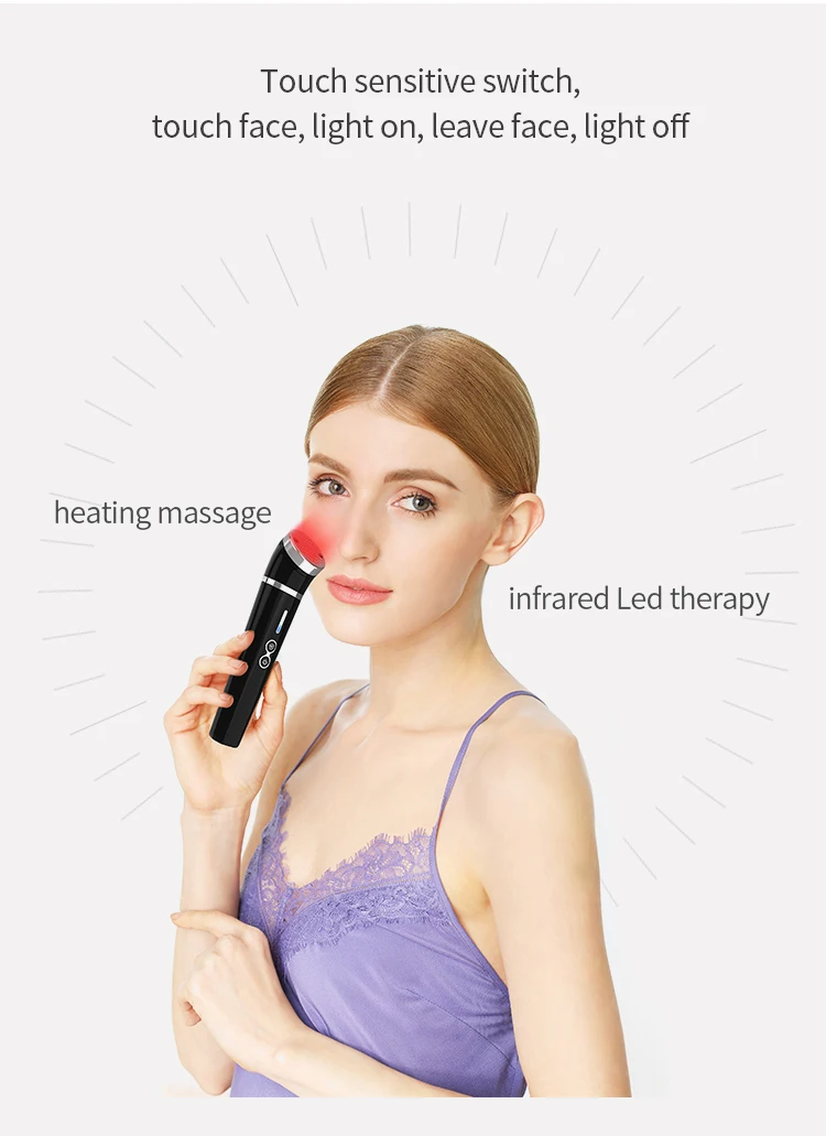 Beauty personal care anti aging skin rejuvenation red infrared light facial massager with hot compress