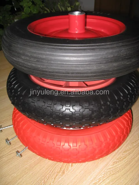 14 inch 3.50-8 pu foma wheel solid wheel wheelbarrow wheel steel rim color tire