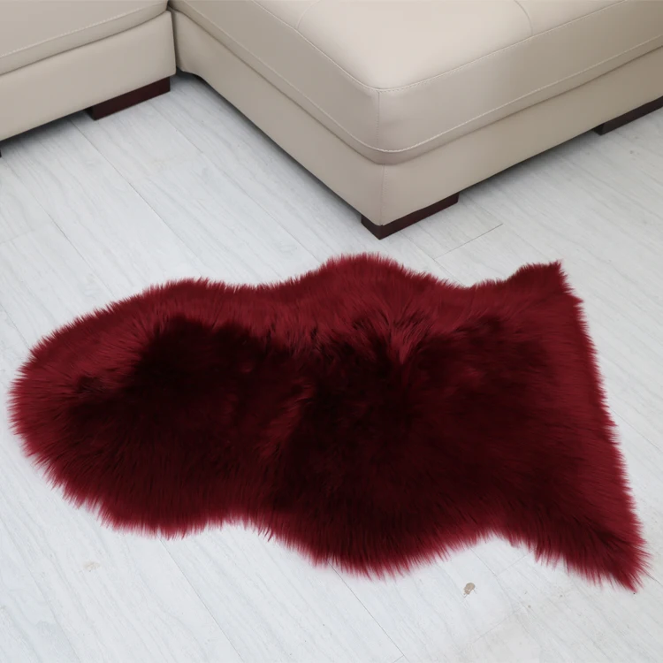 Hot sale pure white silver tip dying faux sheep skin rugs