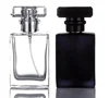 Wholesale Custom Design Empty Crystal Luxury Square Clear Black Spray Rectangle Refillable Fancy 30ml Glass Perfume Bottle