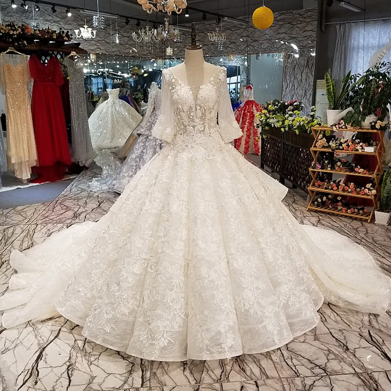 Jancember Ls14400 Half Sleeves Embroidery Bodice Lace Up Back Long