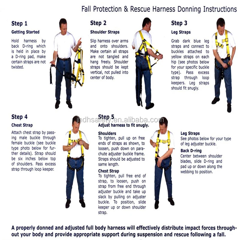 High Quality Fall Protection Full Body Safety Harness With Lanyard