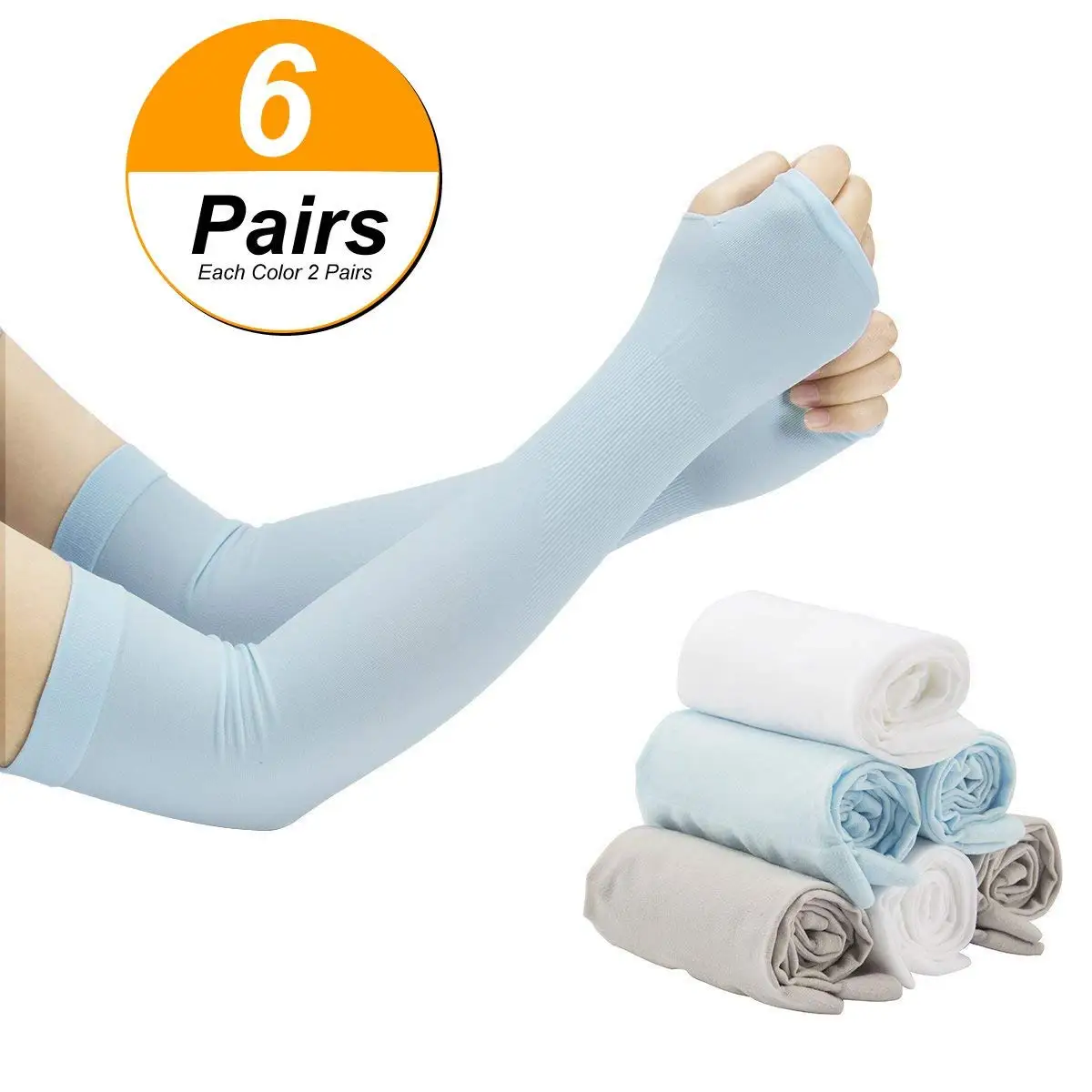 4Pair White UV Protection Cooling Arm Sleeves Cool Cover Sun For Driving Cycling