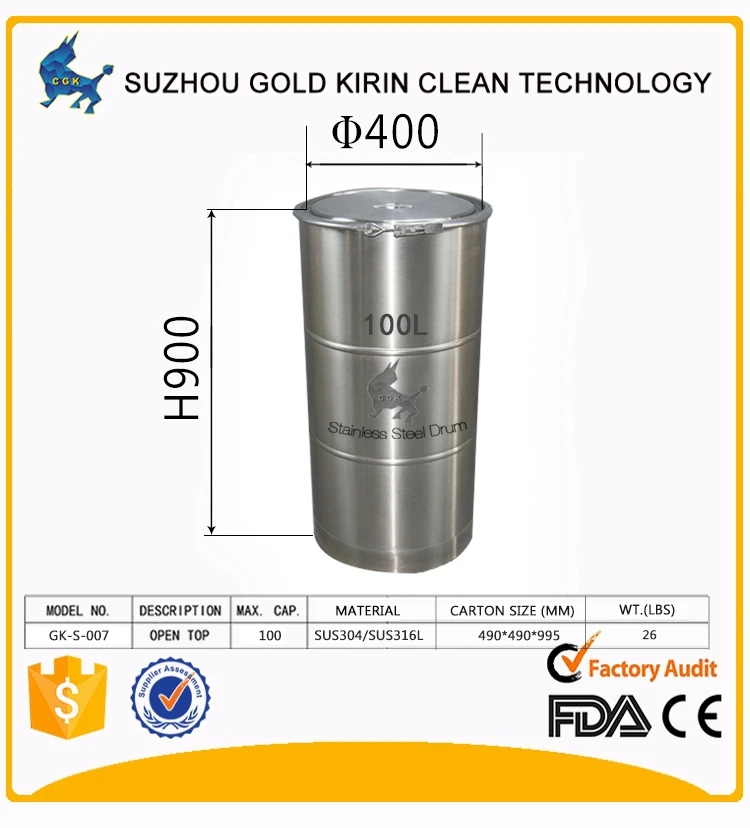 Cgk Hot Sale Cheap 100 Litre Food Grade Stainless Steel Drum Buy